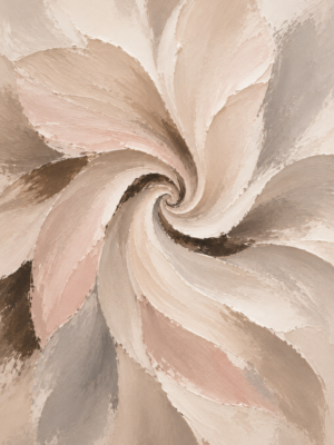 Painterly swirling bloom wall art print in soft blush pink and beige tones — digital download.