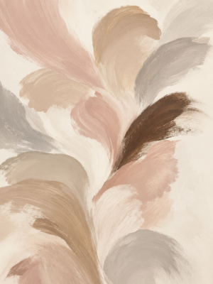 Painterly abstract brushstroke plumes wall art print in blush pink, beige, and taupe tones — digital download.
