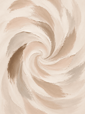 Painterly swirl vortex abstract wall art print in cream, beige, and taupe tones — digital download.