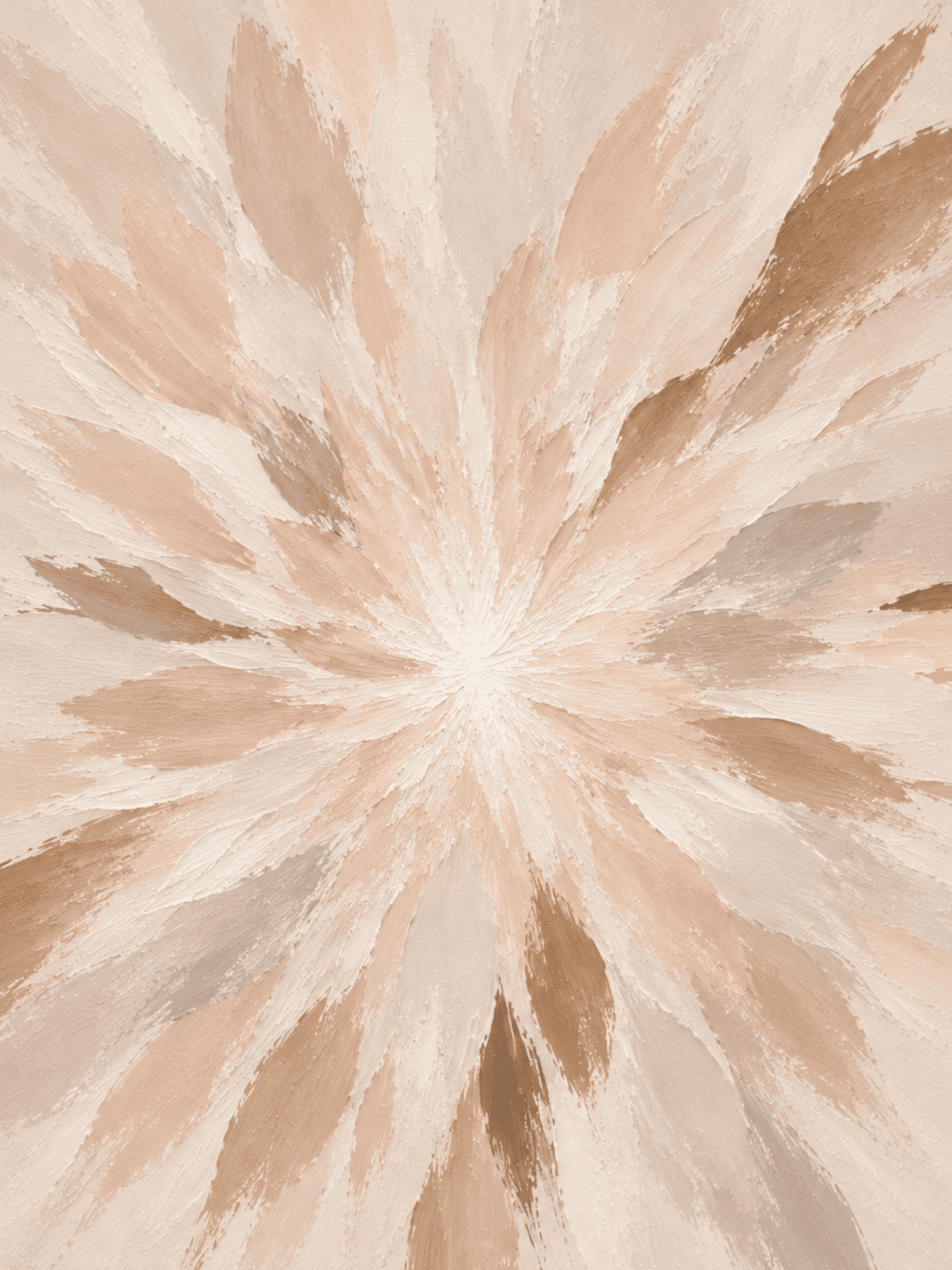 Radiant petal burst wall art print in cream, blush, tan, and gray tones — digital download.