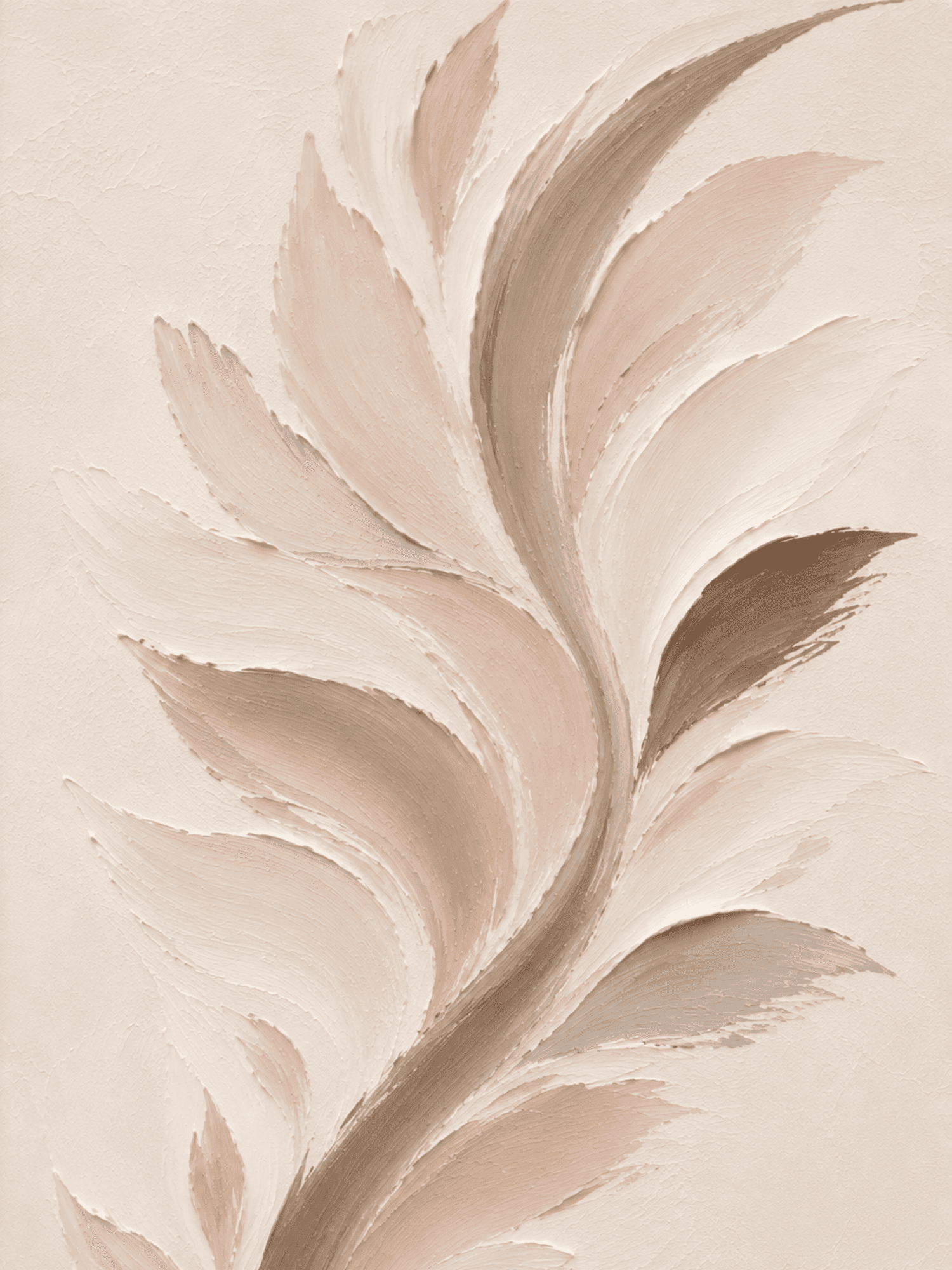 Painterly blush fern branch wall art print in cream, tan, and blush tones — digital download.