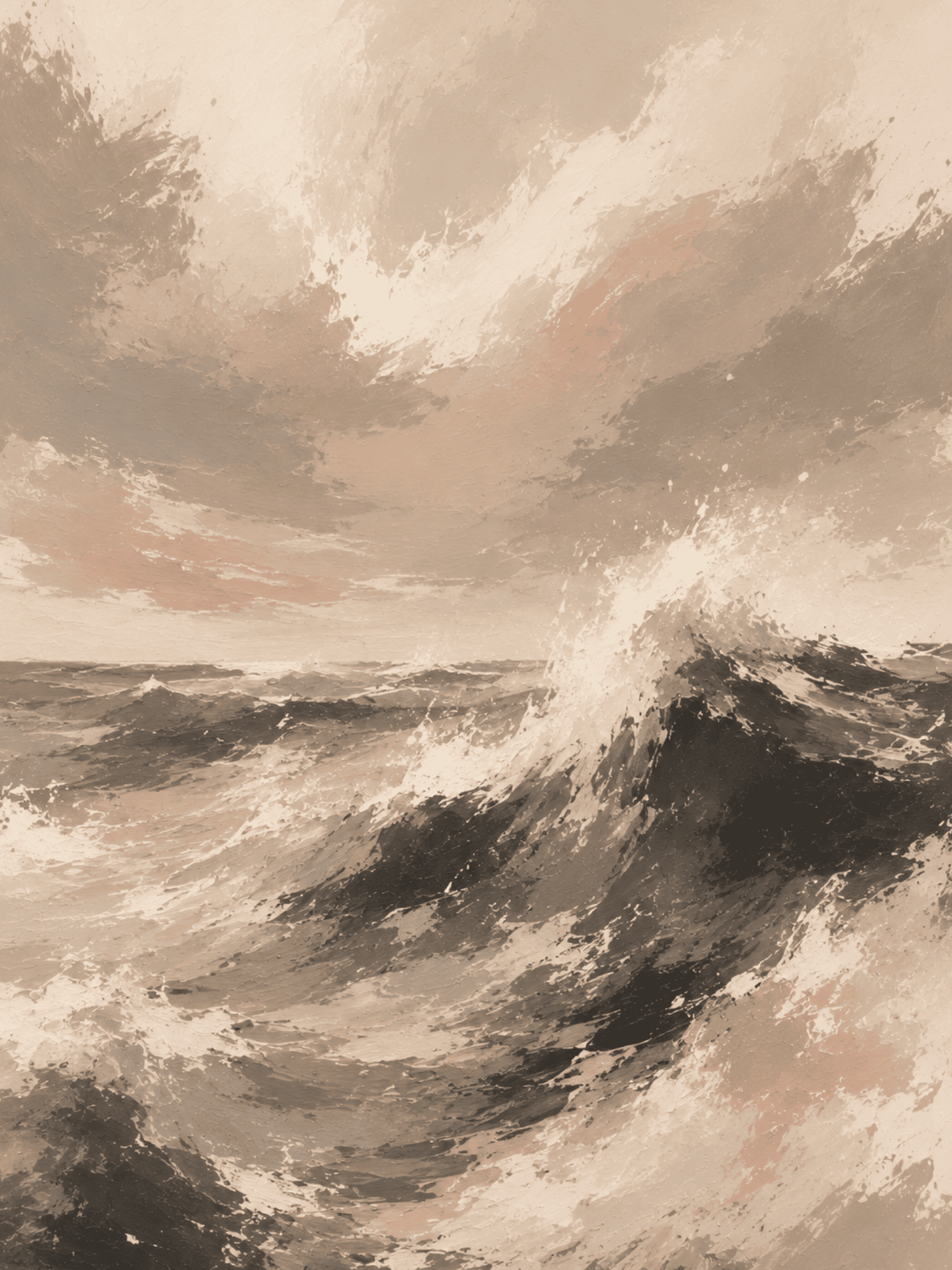 Moody ocean wave abstract wall art print