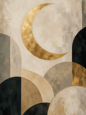 Golden Crescent Moon Wall Art