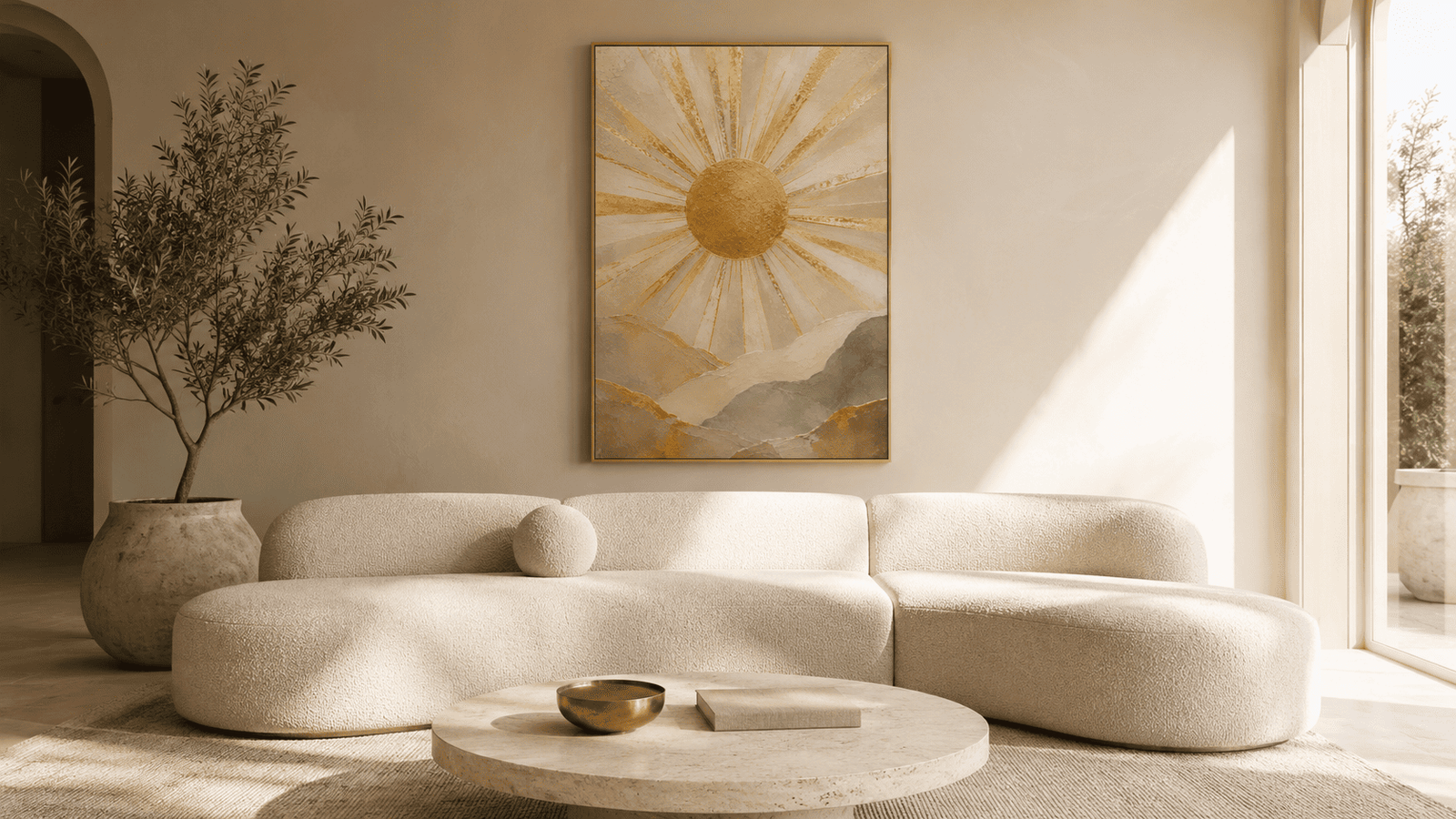 Gold sunrise mountain wall art print — digital download.