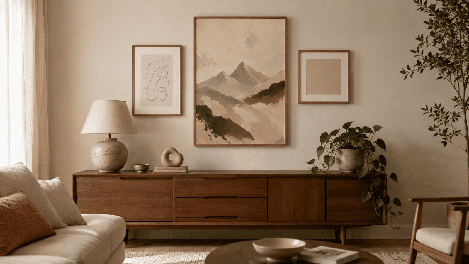 Abstract Blush Mountain Wall Art - Image 7