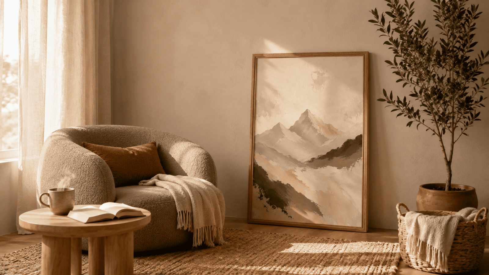 Abstract Blush Mountain Wall Art - Image 6