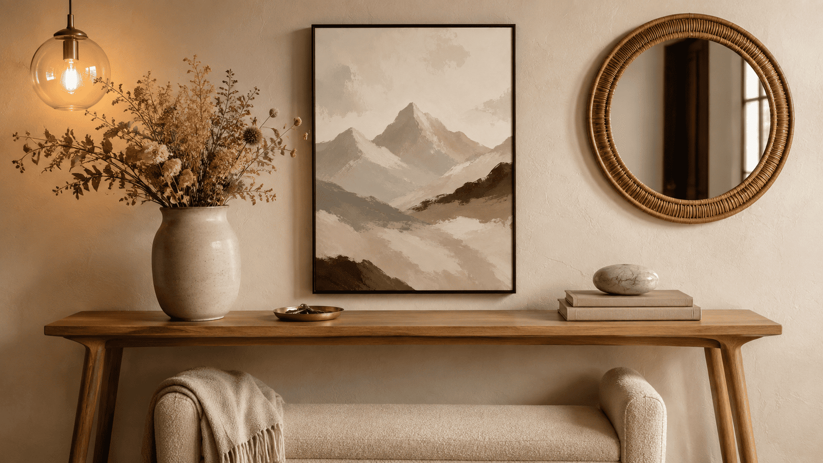 Abstract Blush Mountain Wall Art - Image 5