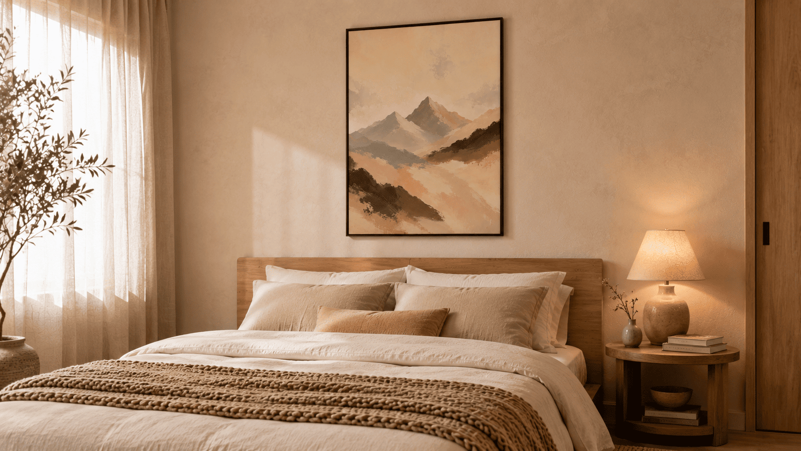 Abstract Blush Mountain Wall Art - Image 3