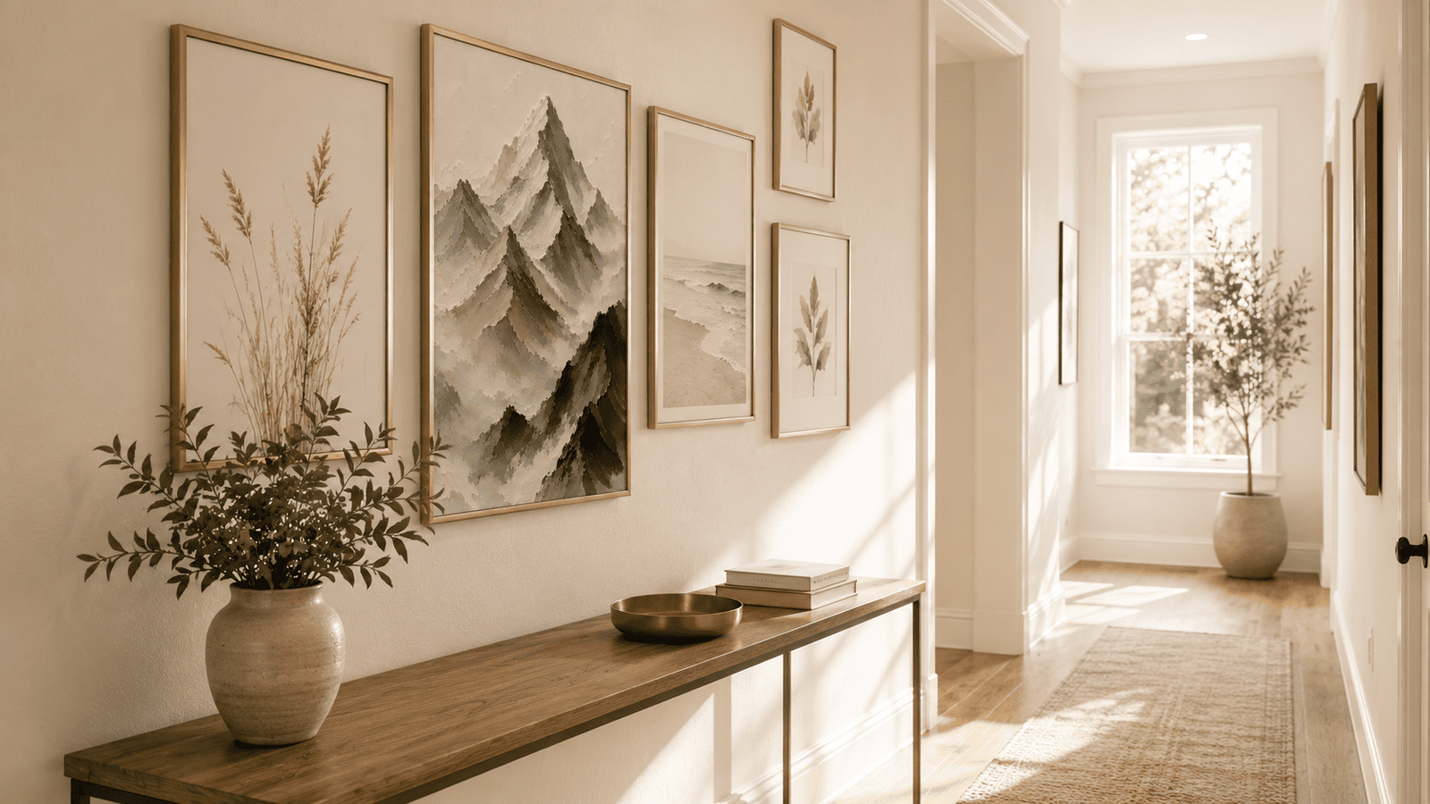 Painterly mountain range wall art print — digital download