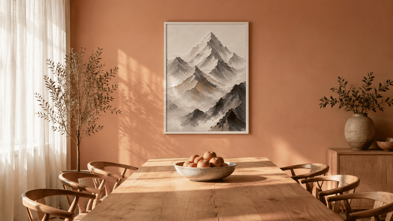 Painterly mountain range wall art print — digital download