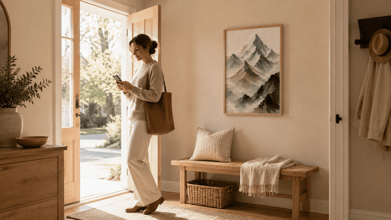 Painterly mountain range wall art print — digital download