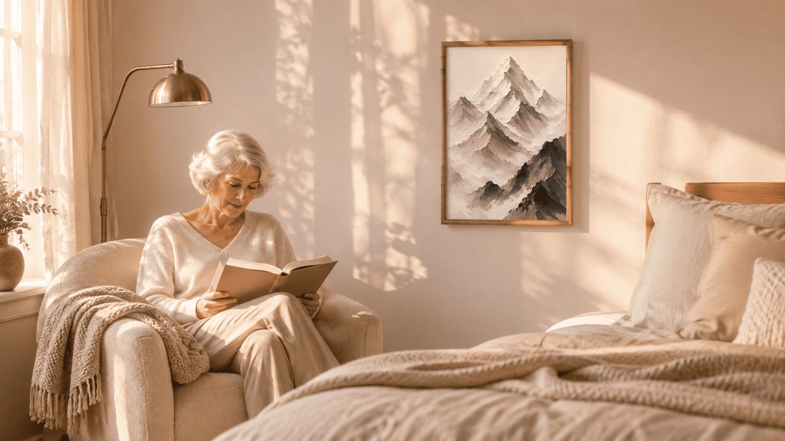 Painterly mountain range wall art print — digital download
