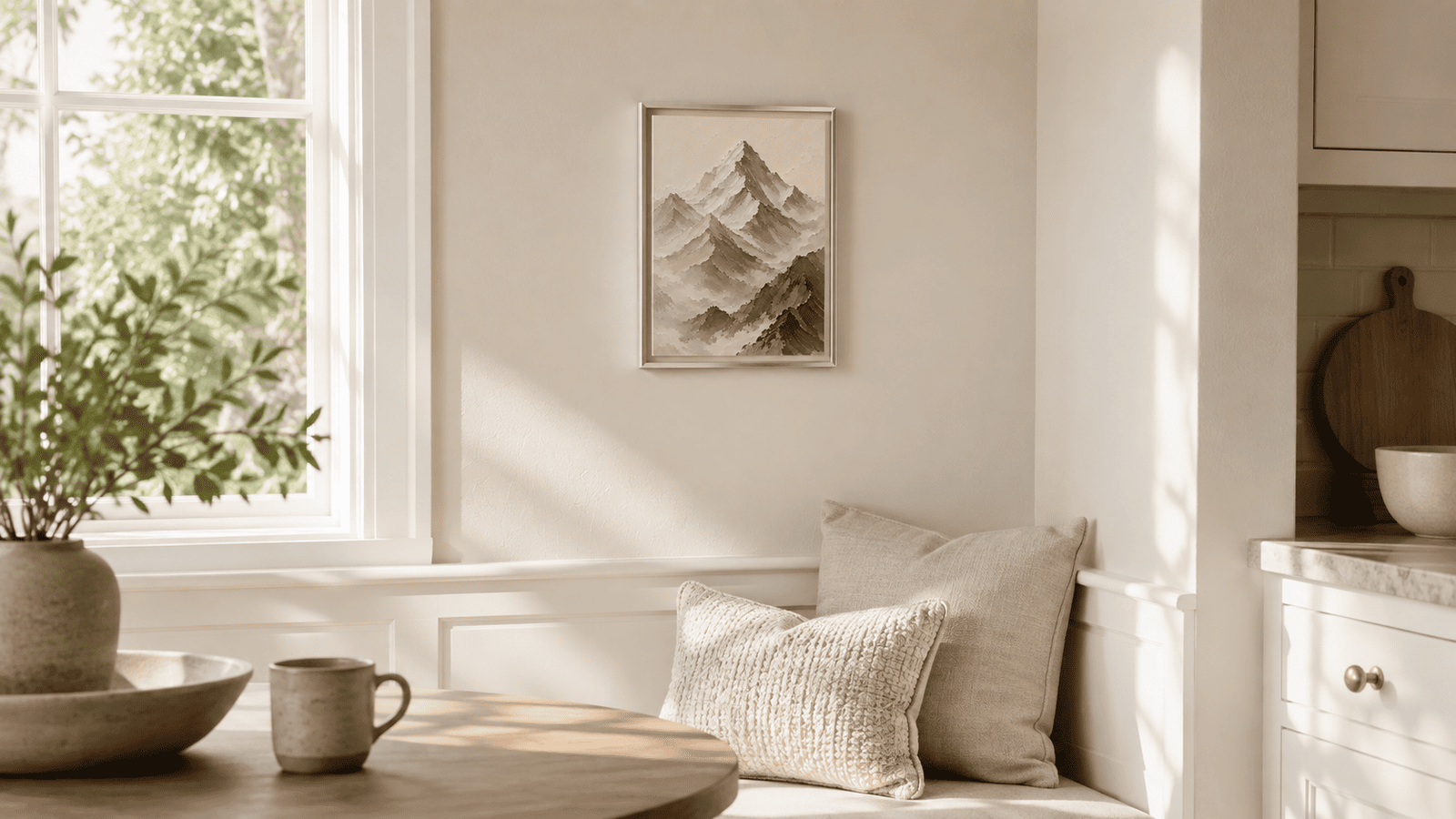 Painterly mountain range wall art print — digital download