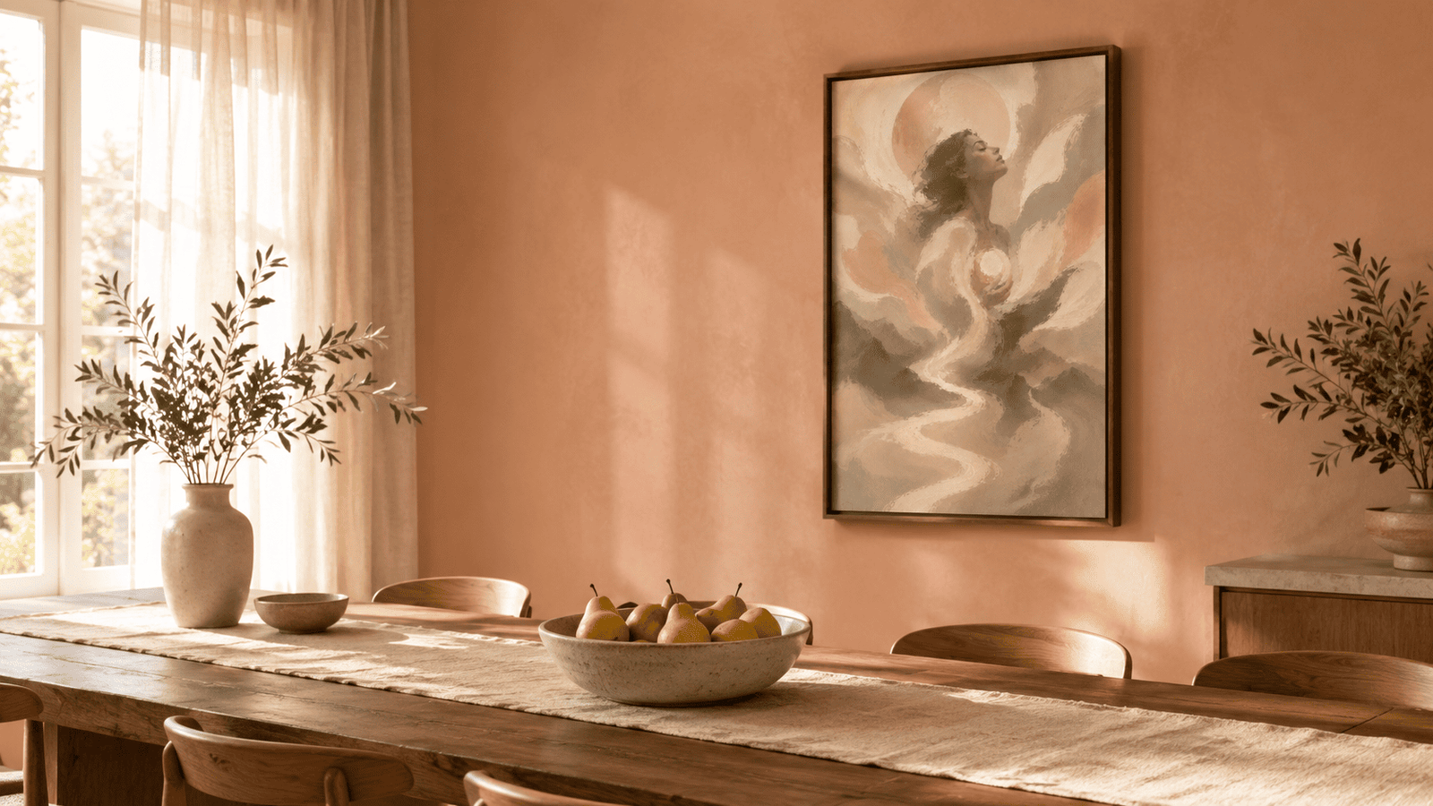 Painterly celestial woman wall art print — digital download