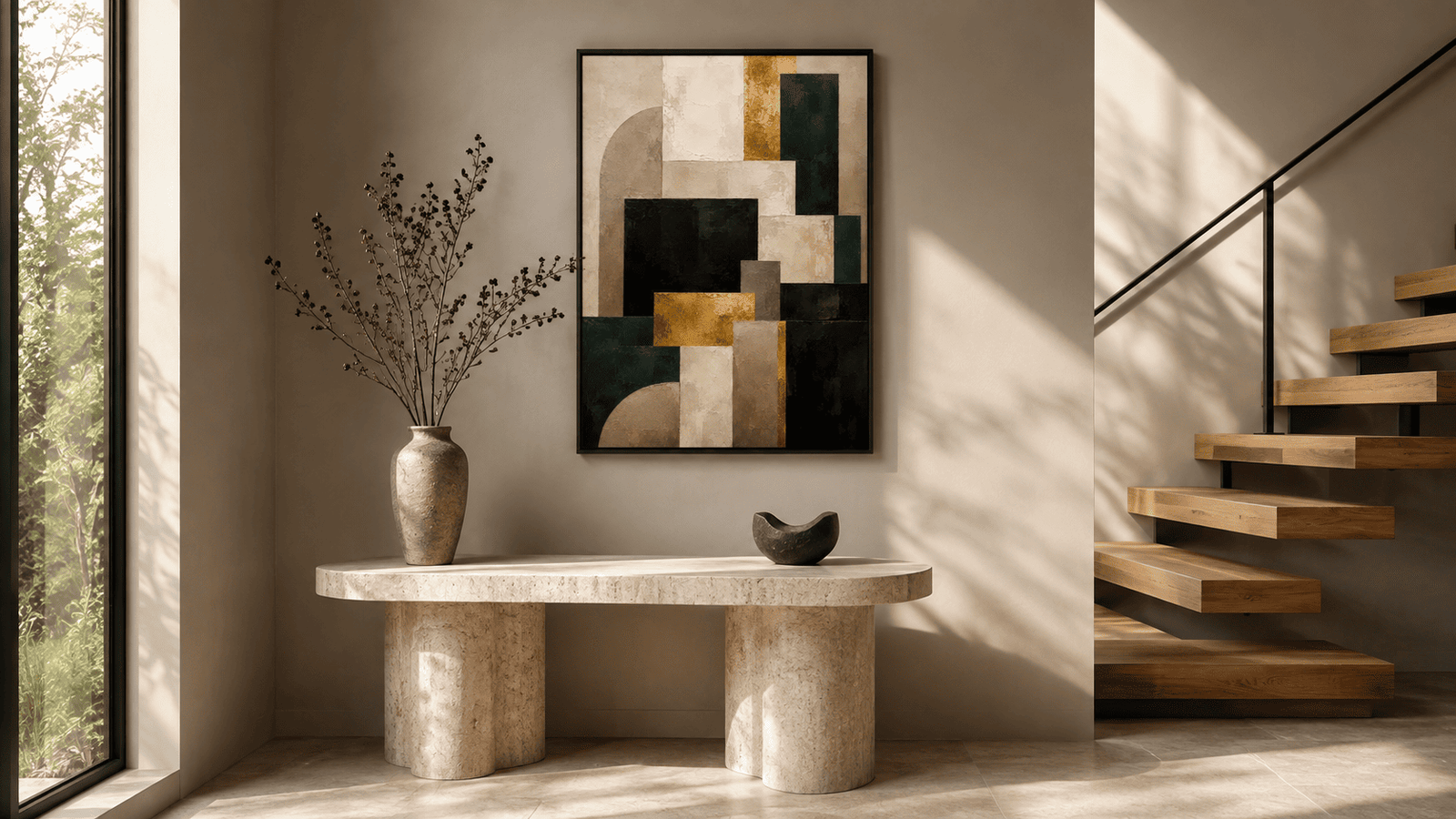 Gold and black art deco geometric wall art print — digital download.