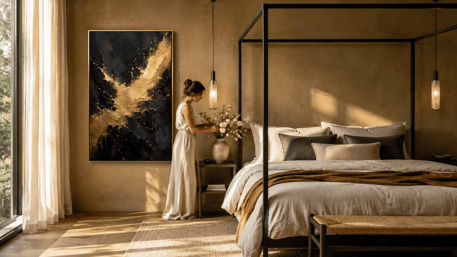 Gold and black abstract splash wall art print — digital download.