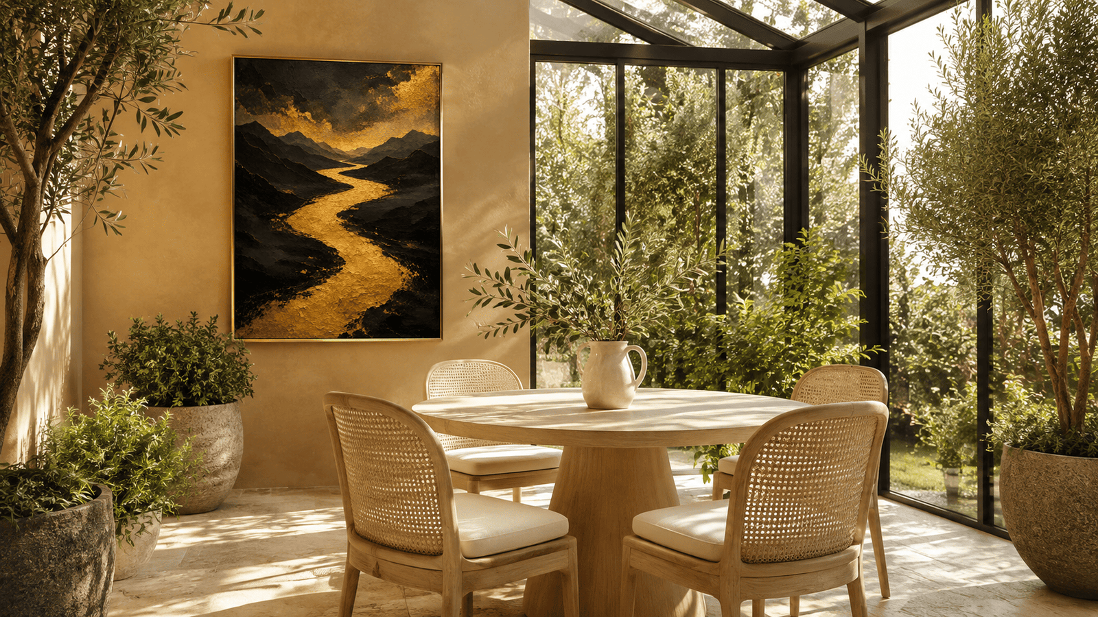 Gold river mountain wall art print — digital download.