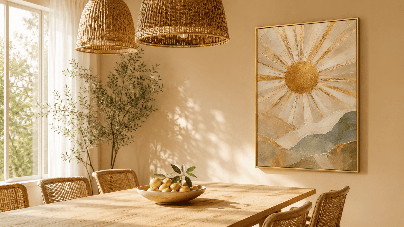 Gold sunrise mountain wall art print — digital download.