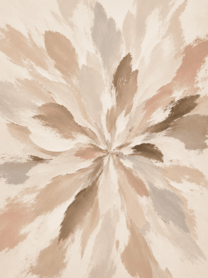 Painterly abstract flower burst wall art print in cream, blush, and taupe tones — digital download.
