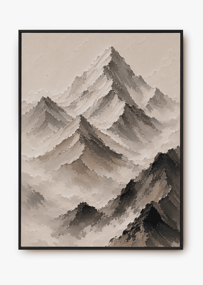 Painterly mountain range wall art print — digital download