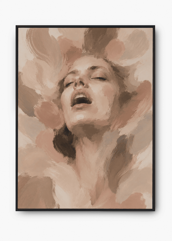 Painterly expressive portrait wall art print in cream and blush tones