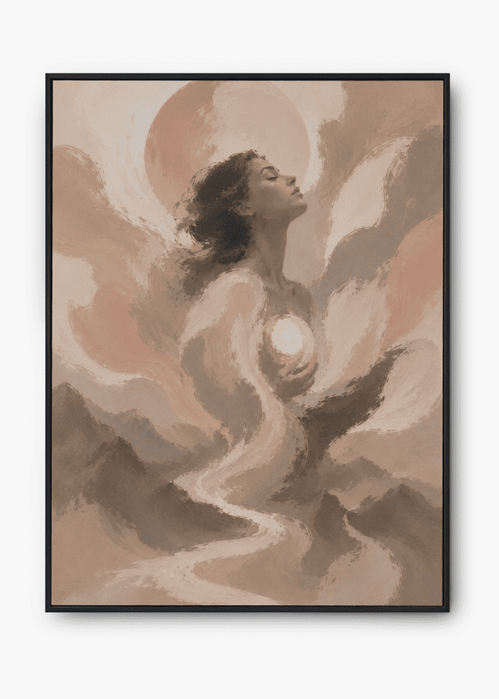Painterly celestial woman wall art print — digital download