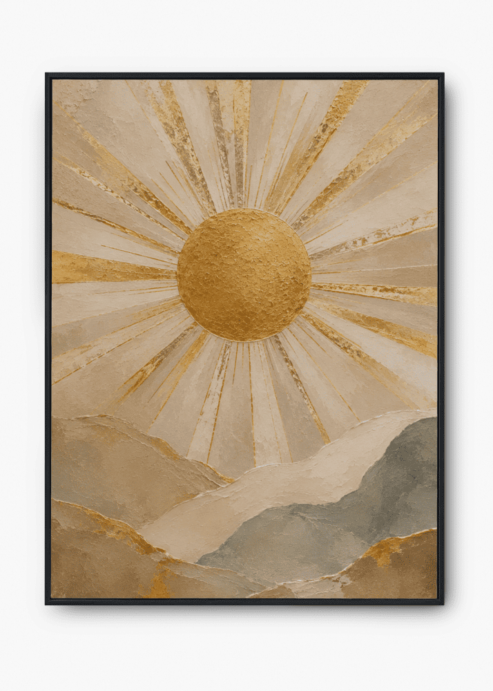 Gold sunrise mountain wall art print — digital download.
