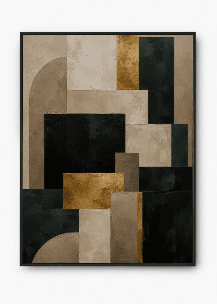 Gold and black art deco geometric wall art print — digital download.