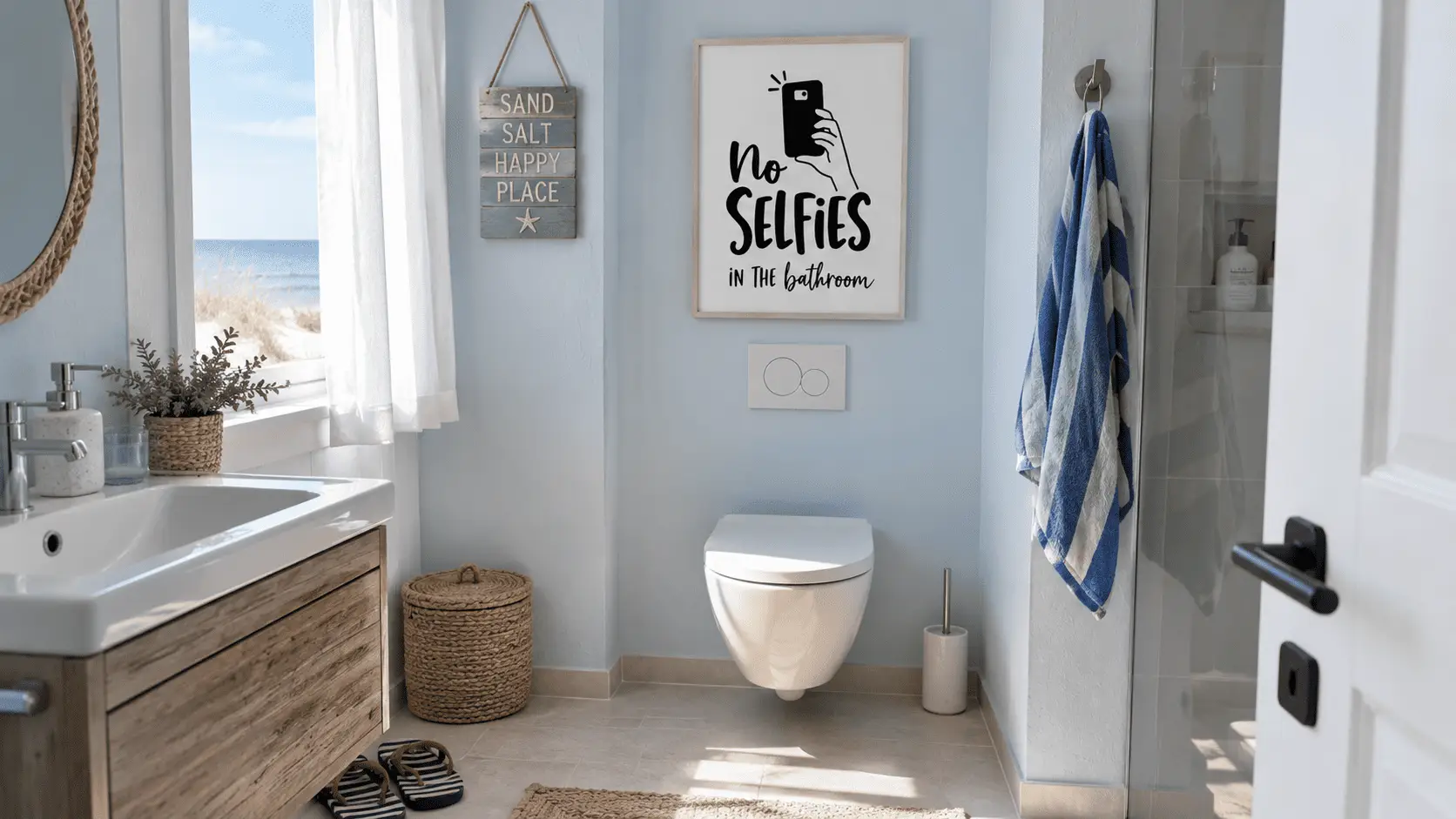 No Selfies In The Bathroom Wall Art - Image 2