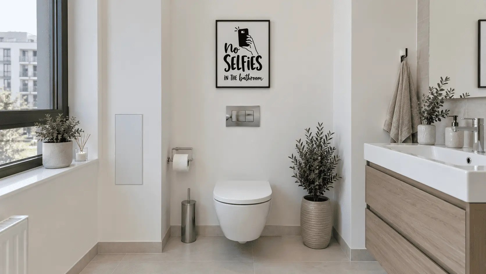 No Selfies In The Bathroom Wall Art - Image 4