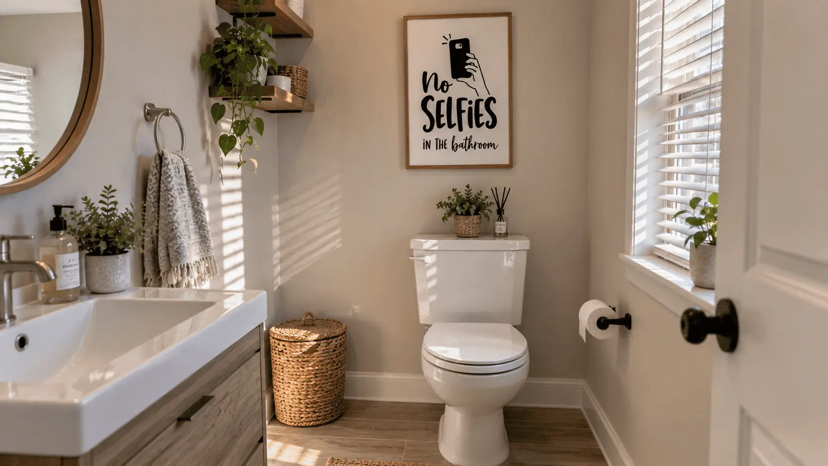 No Selfies In The Bathroom Wall Art - Image 6