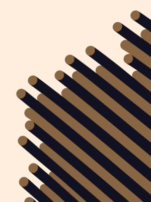Modern abstract print featuring diagonal rounded rods in alternating black and terracotta against a cream background — digital download wall art. Short fallback: Terracotta and black diagonal rods wall art print.